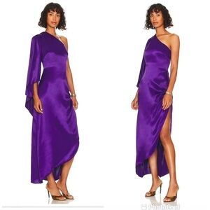 L’Academie Sawyer Midi Dress in Deep Purple